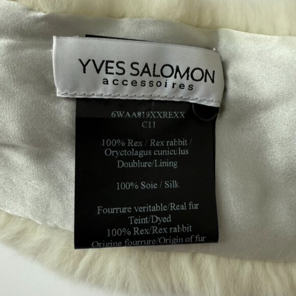 Yves Salomon White Rabbit Fur Scarf Stole 30" | Quiet Luxury Accessory - Picture 4 of 5